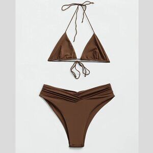 New! Riot Swim Chocolate Brown Bixi Pico bikini nwt 4691